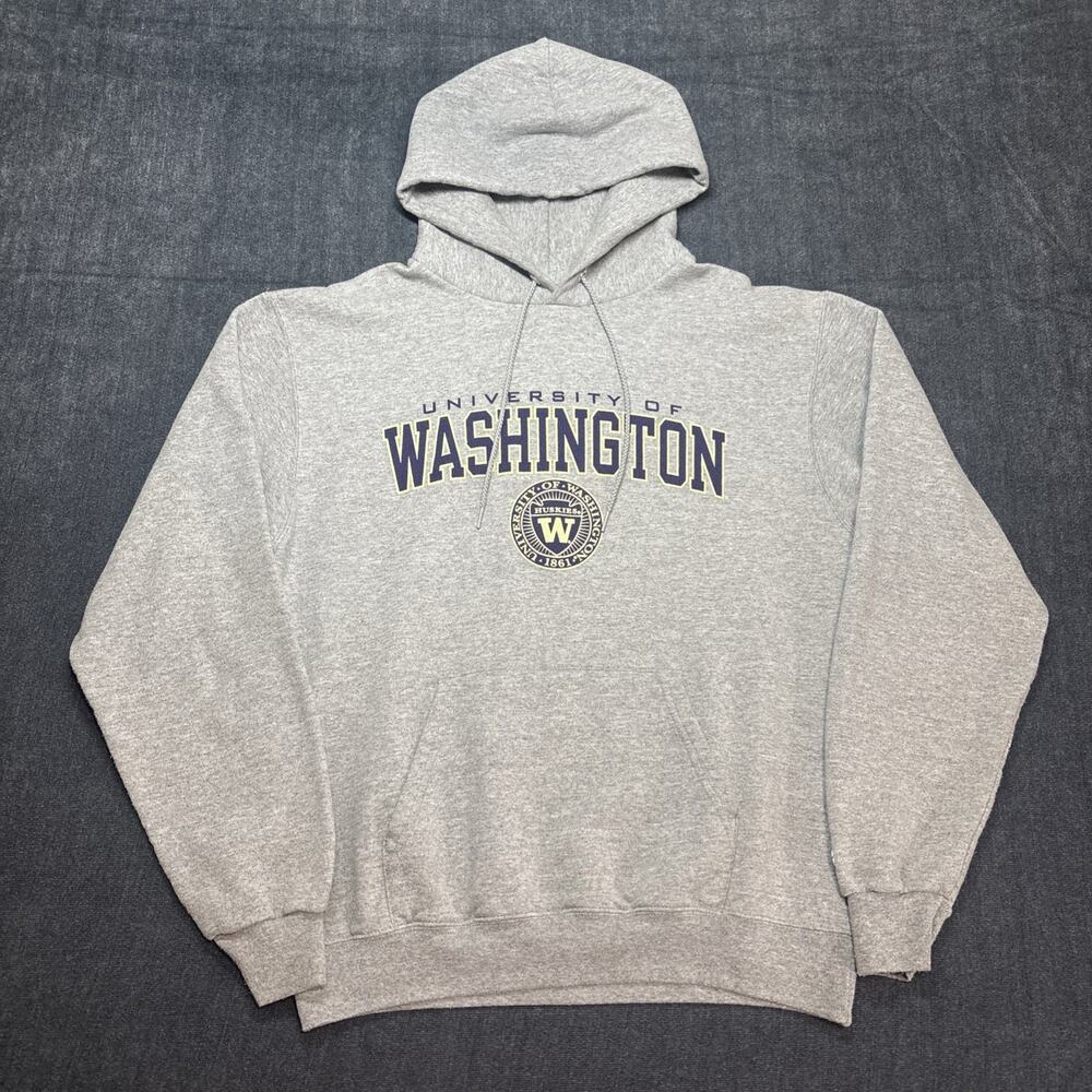 Champion Washington Huskies Hoodie Sweatshirt Mens Medium Gray College NCAA